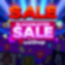 Colorful graphic promoting the Blockbuster Sale on the US eShop with game icons and discount tags