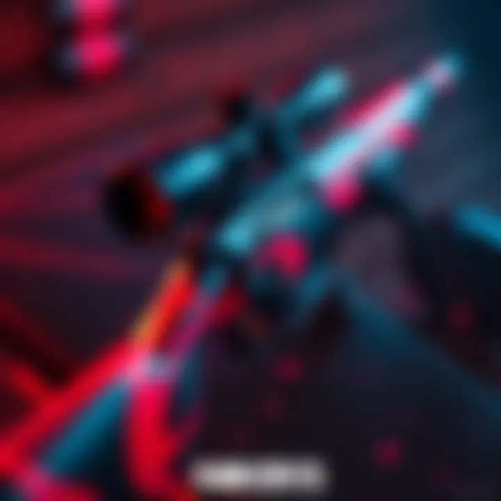 A close-up of the Blood Dragon sniper rifle from Far Cry 5, showcasing its unique design and vibrant colors.