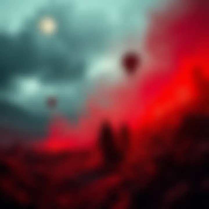 Blood Message Announcement Trailer A captivating scene from the Blood Message trailer featuring dark landscapes and mysterious characters