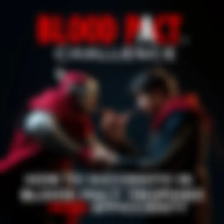 A character in a dark setting preparing to bite another character for Blood Pact trophies