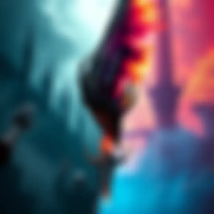 A split image showing Bloodborne's dark, gothic world on one side and its successor's bright, vibrant environment on the other side, illustrating the shift in gameplay styles.