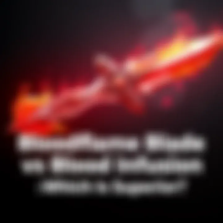 Two weapons representing Bloodflame Blade and blood infusion with blood tax, showcasing their features for bleed builds.