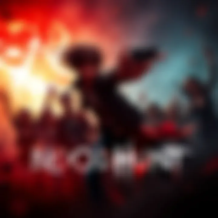 Artwork showing a group of fans celebrating their passion for Bloodhunt, featuring iconic elements from the game like unique characters and gothic scenery.