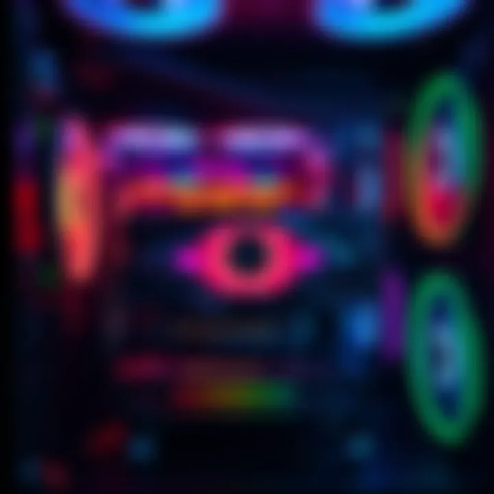 A traditional blower card GPU showcasing its sleek design, positioned in a gaming rig with RGB lighting.