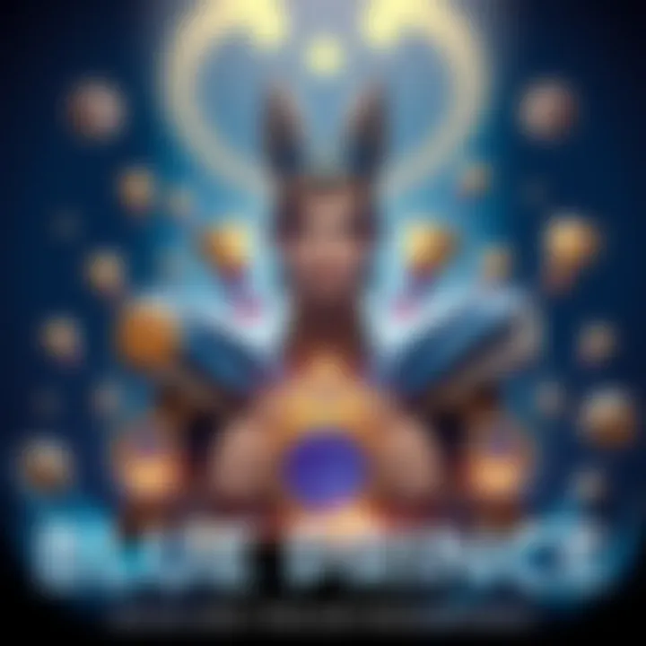 A scene showcasing the main character from Blue Prince surrounded by awards and recognition symbols, highlighting the project's achievements.