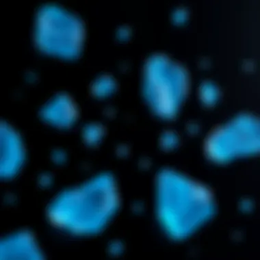 Blue Shards Symbolizing Important Events Six blue shards representing significant events from EDA and ETA, arranged on a dark background to highlight their importance.