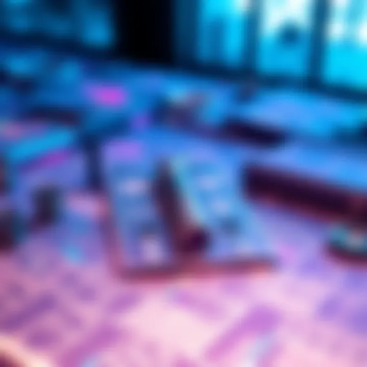 A collection of colorful blueprints spread out on a table, symbolizing gameplay elements and strategies.
