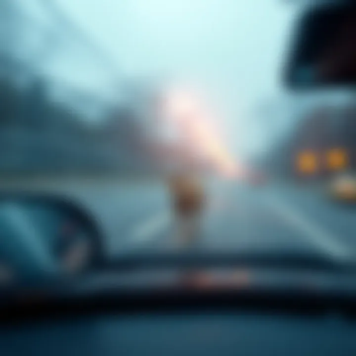 A blurry image captured from a car shows an unexpected wild animal, prompting curiosity and discussion among viewers.