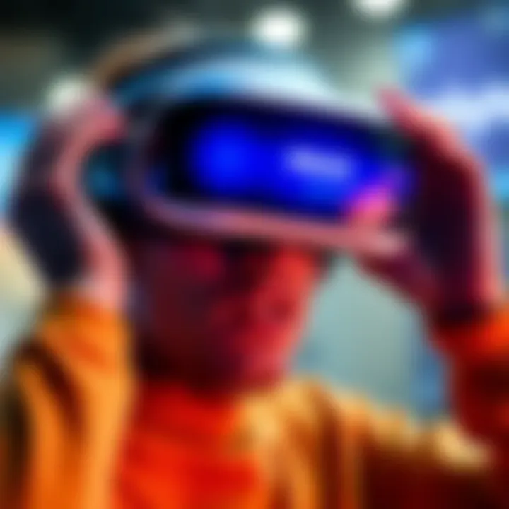 Blurry PSVR2 Headset A person wearing a PSVR2 headset with a blurry screen, looking frustrated while adjusting the headset