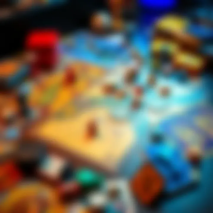 A variety of expensive board games and cards spread out on a table, showcasing colorful pieces and game boards