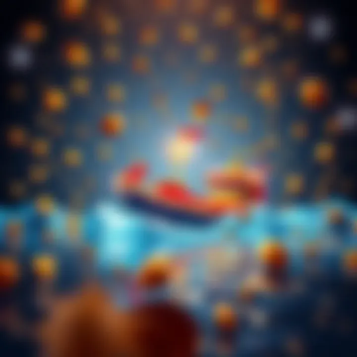 A vibrant boat surrounded by 880 floating merits, symbolizing a successful RNG streak in gaming rewards.