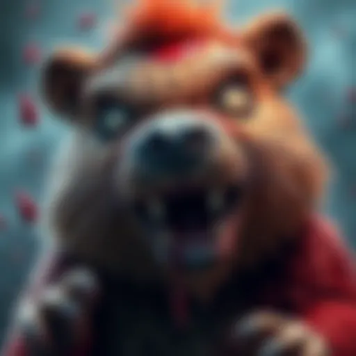 Bober the Beaver transformed into a zombie with blood stains and decay