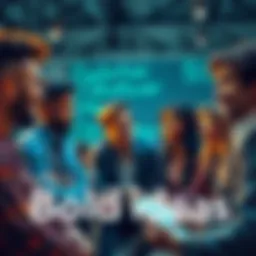 A group of diverse people engaged in a lively conversation sharing bold ideas and perspectives.