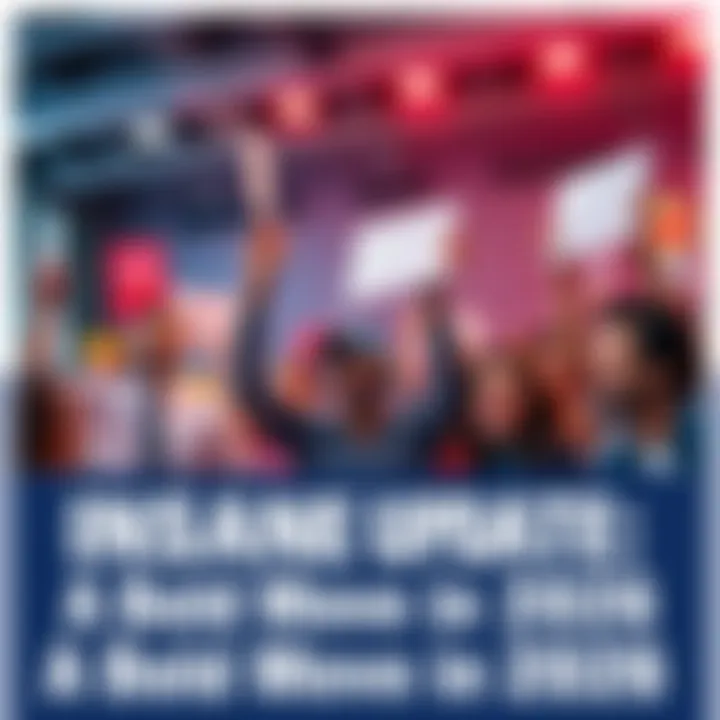 A group of excited people discussing a bold move in 2026, holding signs and cheering.