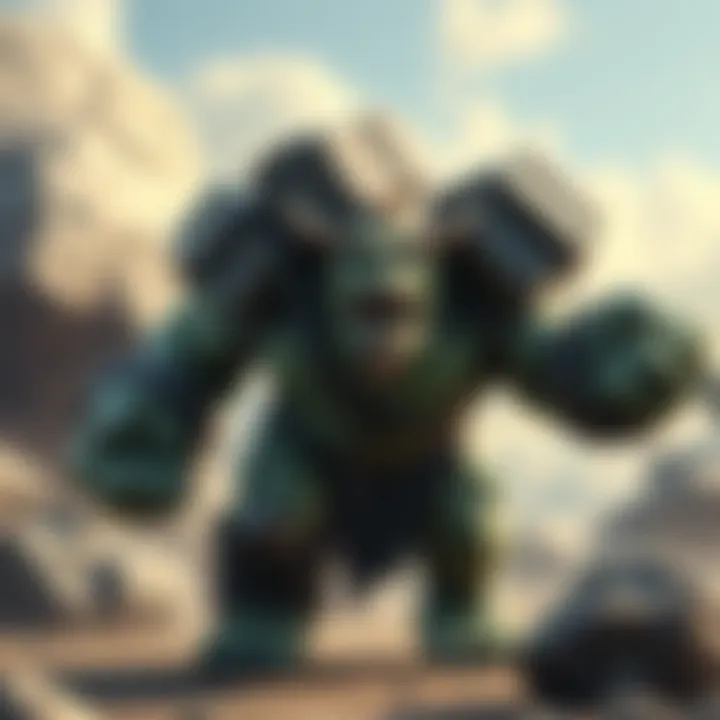 Bolderfist Ogre showcasing strength by carrying heavy boulders on its shoulders