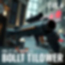 A close-up of the Bolt Thrower weapon from Resident Evil 4, showing its design and features, with a background of a game setting.