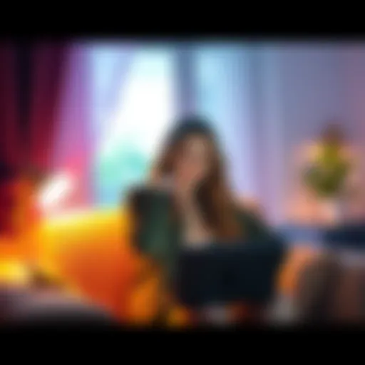 Bonnie sharing her thoughts on a hate thread while sitting in a cozy room with a laptop, expressing her feelings about online negativity.