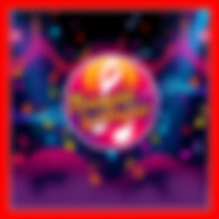 Illustration of the BoogieWoogie logo surrounded by musical notes and colorful patterns.