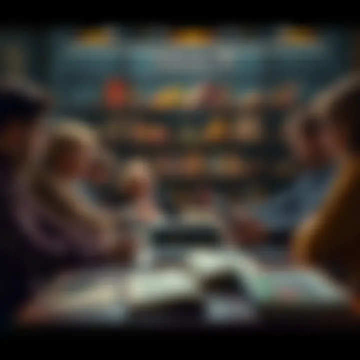 People discussing 'The Art of War' in a book club setting with books and notes on a table