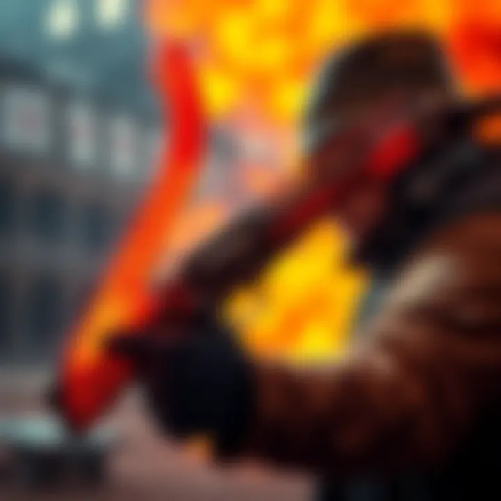 A gunslinger holds a throwable boomerang, ready for action in a combat setting