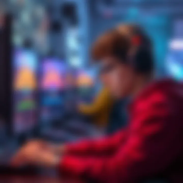 Boost Management in Gaming A focused gamer in a diamond rank match, monitoring boost levels on screen while playing.