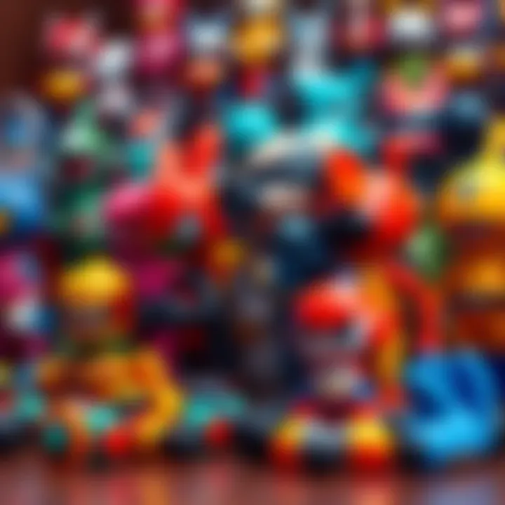 A variety of colorful bootleg toy figures placed together, showcasing their unique designs and textures.