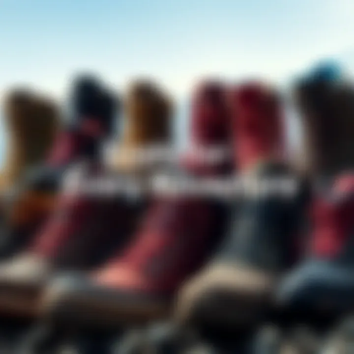 A collection of trekking and flexible Absolute boots displayed together, showcasing different styles and colors for various outdoor activities.