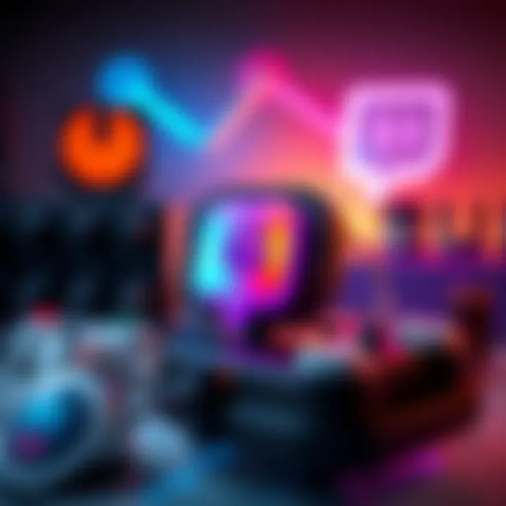 A colorful Bopp Bipp glyph represented as a gaming icon, surrounded by Twitch branding and gaming elements.