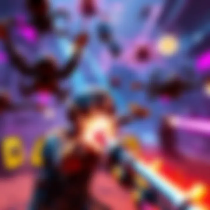 A character from Borderlands 3 fighting enemies in a colorful, chaotic environment