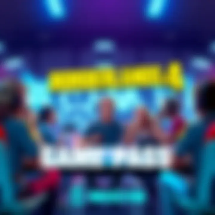 A group of gamers discussing the possibility of Borderlands 4 being available on Game Pass, with consoles and gaming gear in the background.