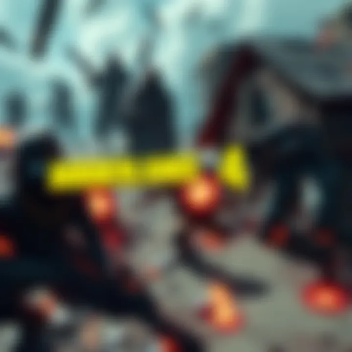 A chaotic scene from Borderlands 4 showcasing characters in a village environment with unclear story elements and bandits in the background.