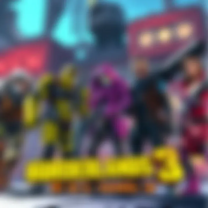 A colorful group of characters from Borderlands 2 and 3, showcasing their unique styles and abilities, ready for action in a vibrant game setting.