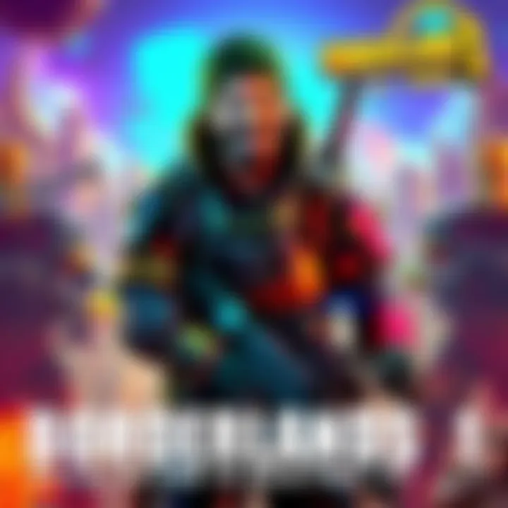 Artwork showing a character from Borderlands with vibrant colors and action elements, symbolizing the DLCs available after completing the game.