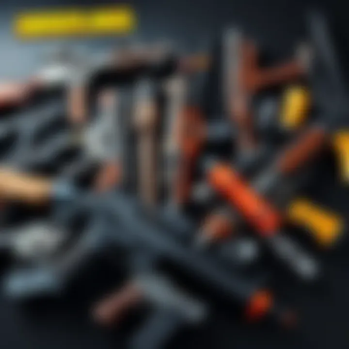 Various gun types from the Borderlands series including Revolvers, Shotguns, and Assault Rifles arranged together