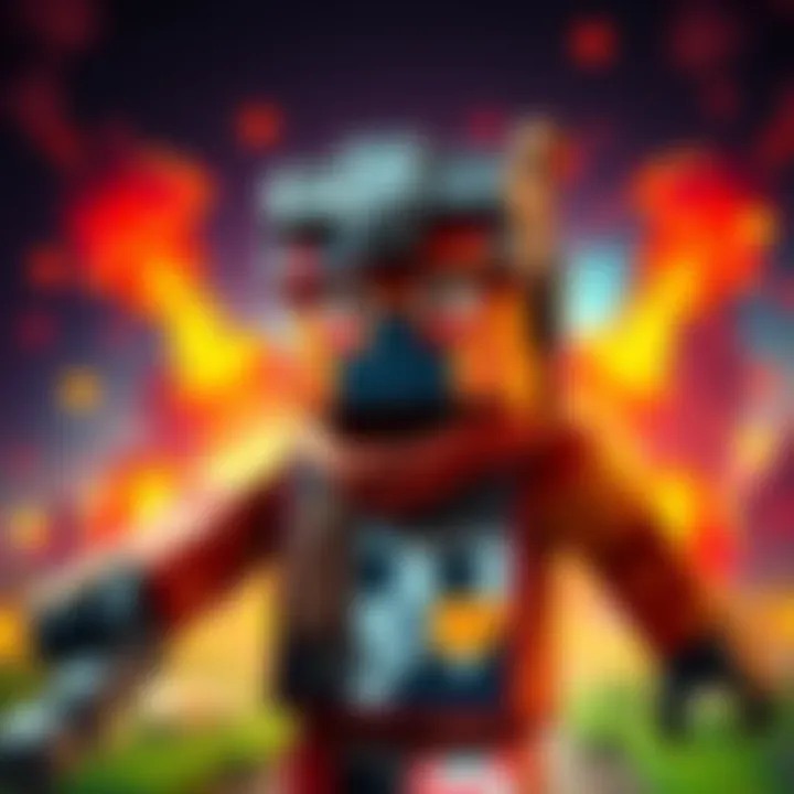 Minecraft character wearing Borderlands skin A Minecraft character dressed in a colorful Borderlands skin, showcasing the crossover between the two games