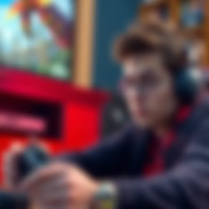 A gamer showing signs of boredom while playing Hogwarts Legacy on a console, with a dull expression and the game's graphics on the screen