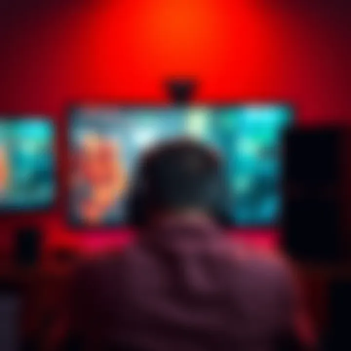 A frustrated gamer sitting alone in front of a screen, showcasing a dull gaming experience with a tense atmosphere.