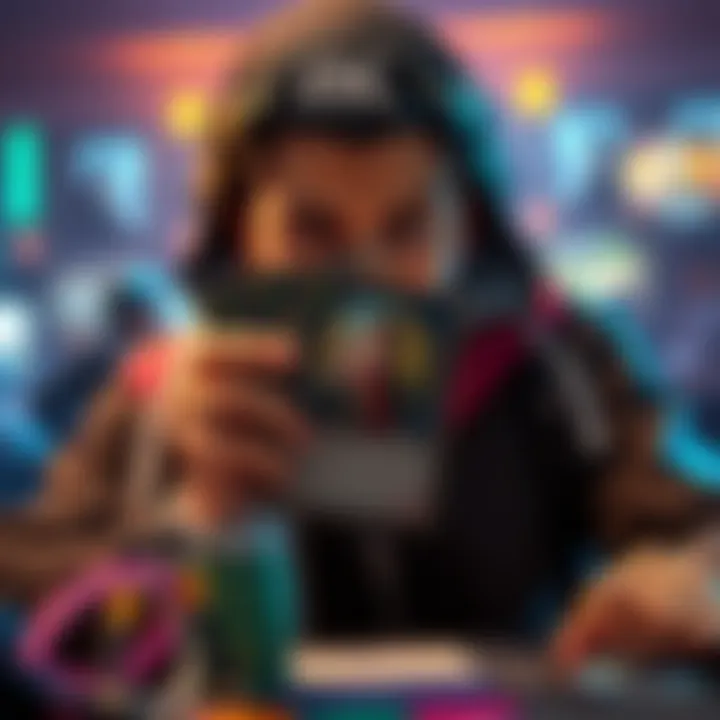 Boring Card in Gameplay A player looking frustrated while playing a card game, with a focus on a card that appears dull and repetitive