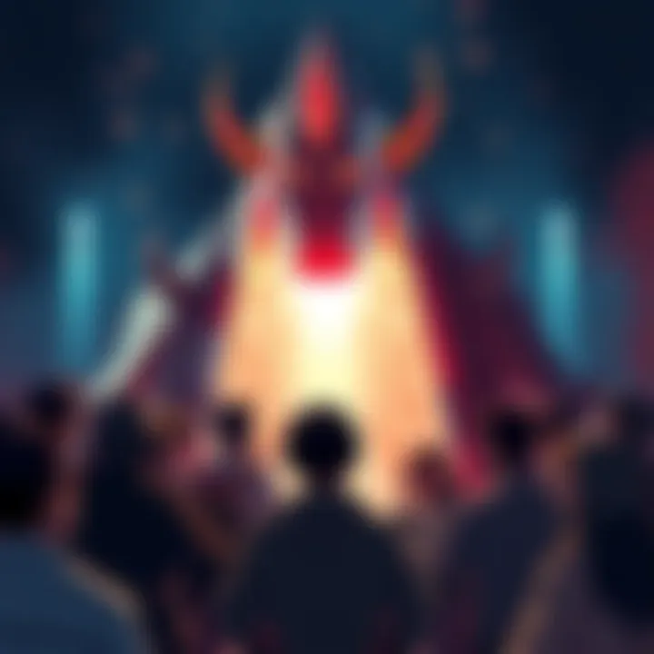 A graphic showing a boss character with high health points above its head, surrounded by confused players discussing the changes in a game forum.