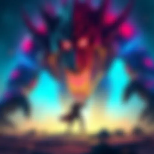 A fierce battle scene from Nine Sols showing a player confronting an enormous boss character with vibrant colors in a metroidvania setting.