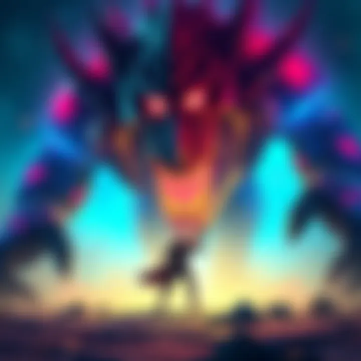 A fierce battle scene from Nine Sols showing a player confronting an enormous boss character with vibrant colors in a metroidvania setting.