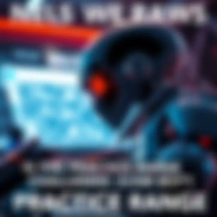 A player encounters a challenging bot in a Practice Range setting, showcasing an intense moment as the bot appears to struggle or give up.