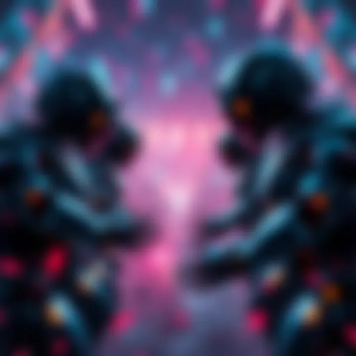 Bots Spreading Negativity Online A graphic showing bots represented by robots in a chaotic digital environment, symbolizing the spread of online hate and negativity about games.