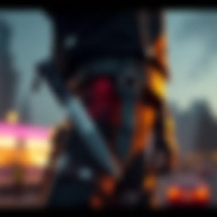 Bounty Hunter Torin skin showing knife satchel clipping into thighs and collar of jacket incorrectly positioned.