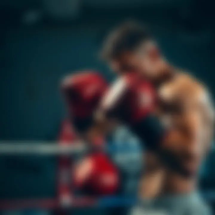 A boxer working out in a gym, focusing on regaining confidence after a series of losses, emphasizing resilience and mental strength.