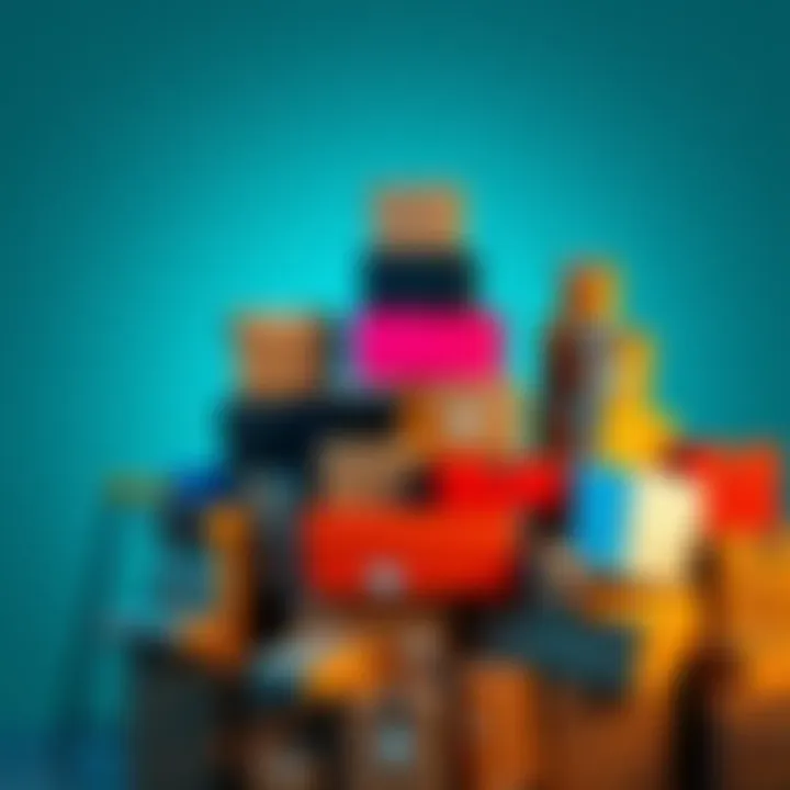 A collection of different sizes and types of boxes stacked in a creative arrangement