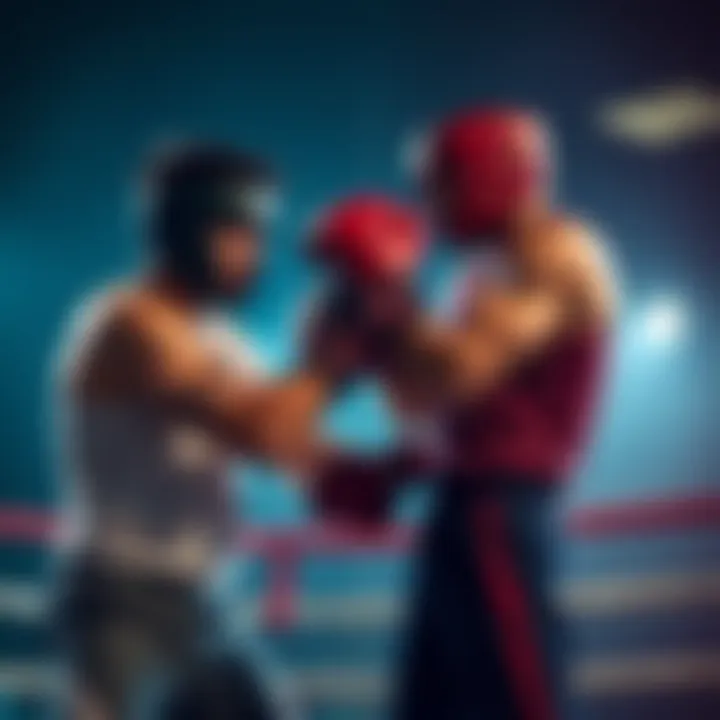 Players collaborating in an intense boxfight training session