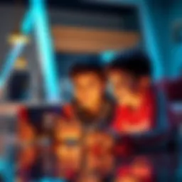 Two boys enjoying fishing games on a Nintendo Switch, smiling and focused on the screen