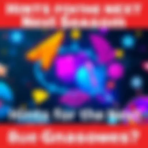 A colorful graphic showing symbols and imagery representing potential themes for the next BR season, sparking excitement among fans.