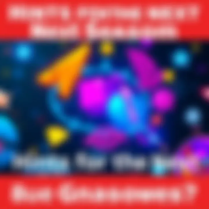 A colorful graphic showing symbols and imagery representing potential themes for the next BR season, sparking excitement among fans.